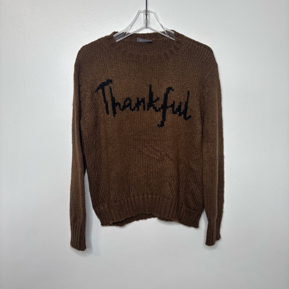 Wooden Ships Thankful Brown Knit Sweater XS